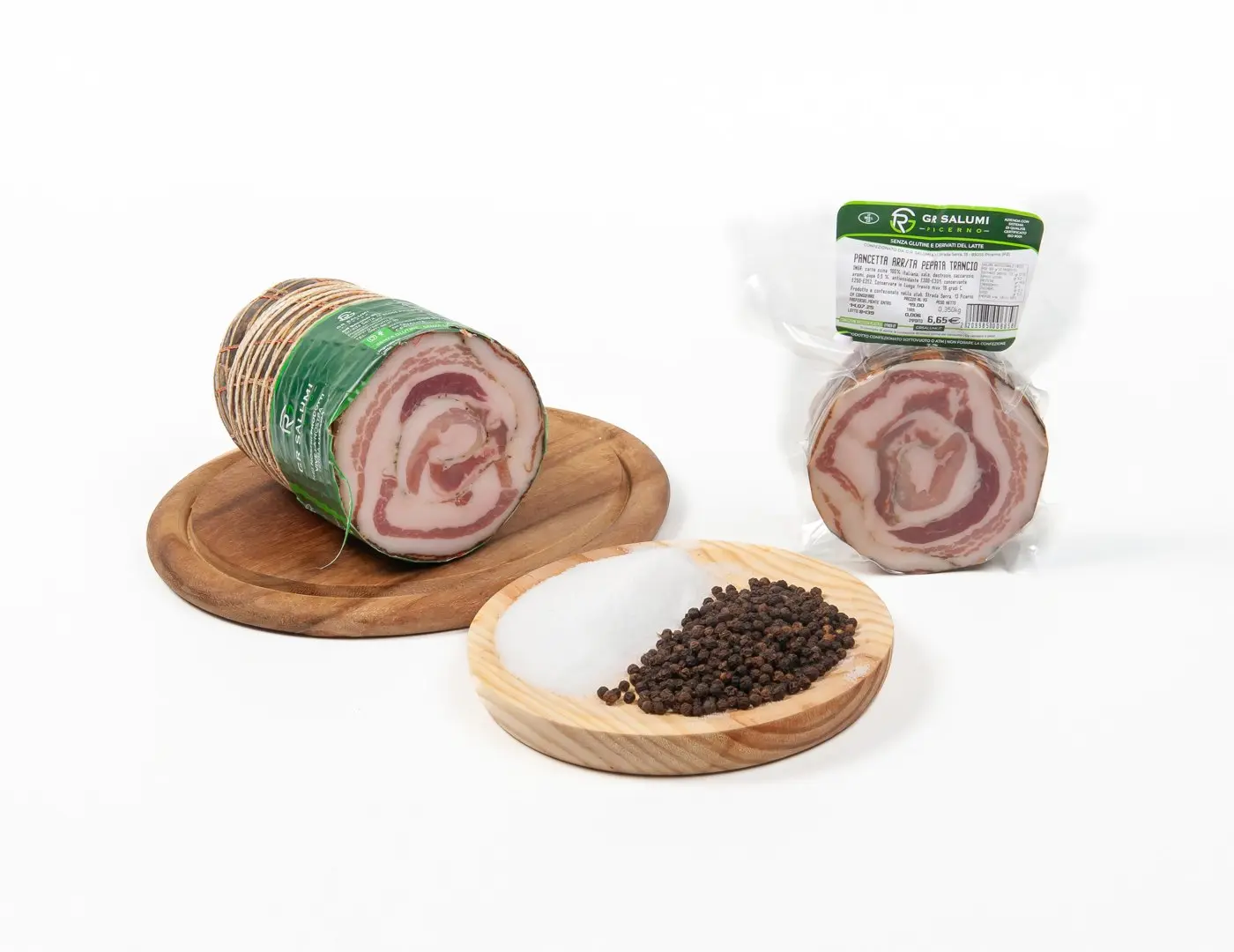 Pancetta arrotolata pepata a tranci