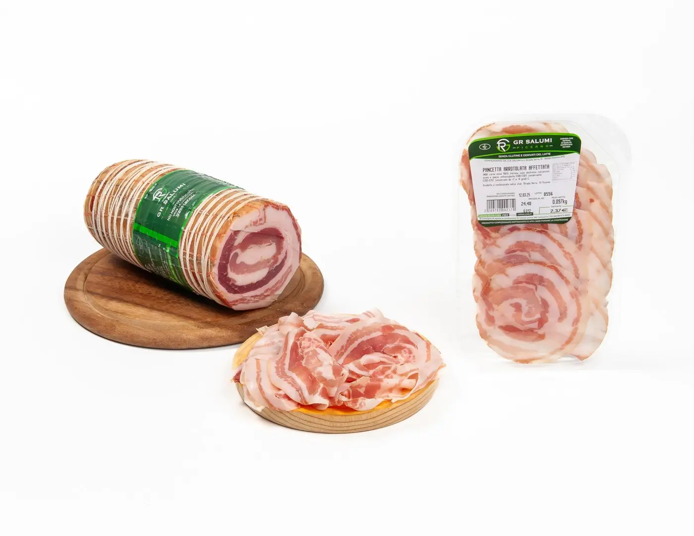 Pancetta arrotolata affettata