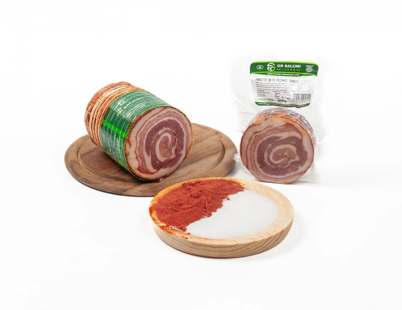 Pancetta arrotolata piccante tranci sottovuoto
