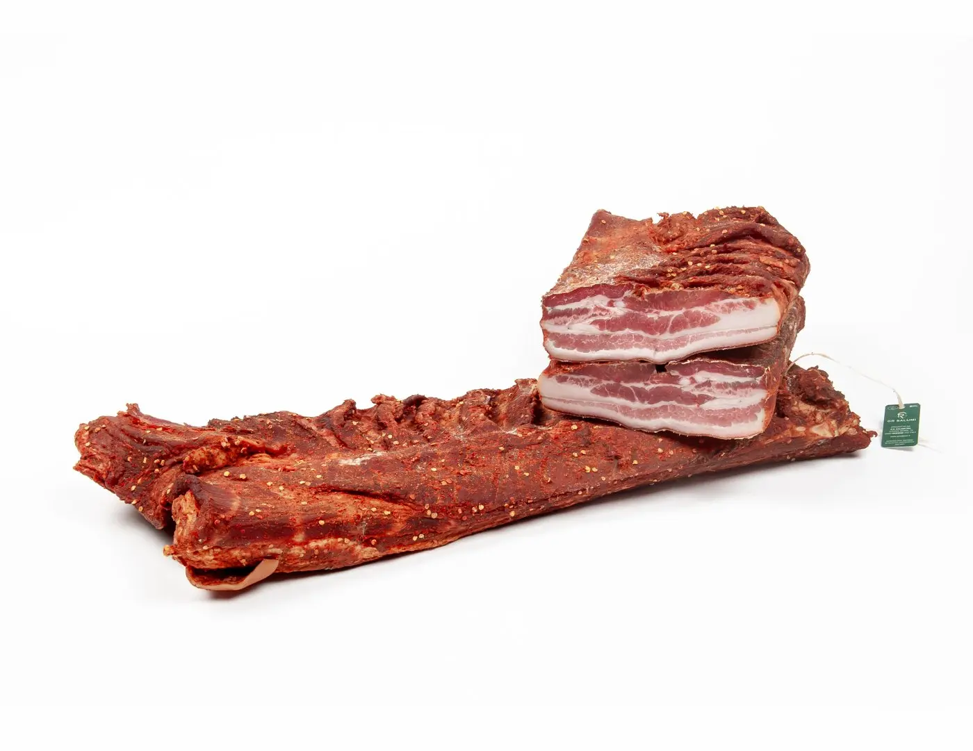 Pancetta tesa stagionata piccante steccata intera