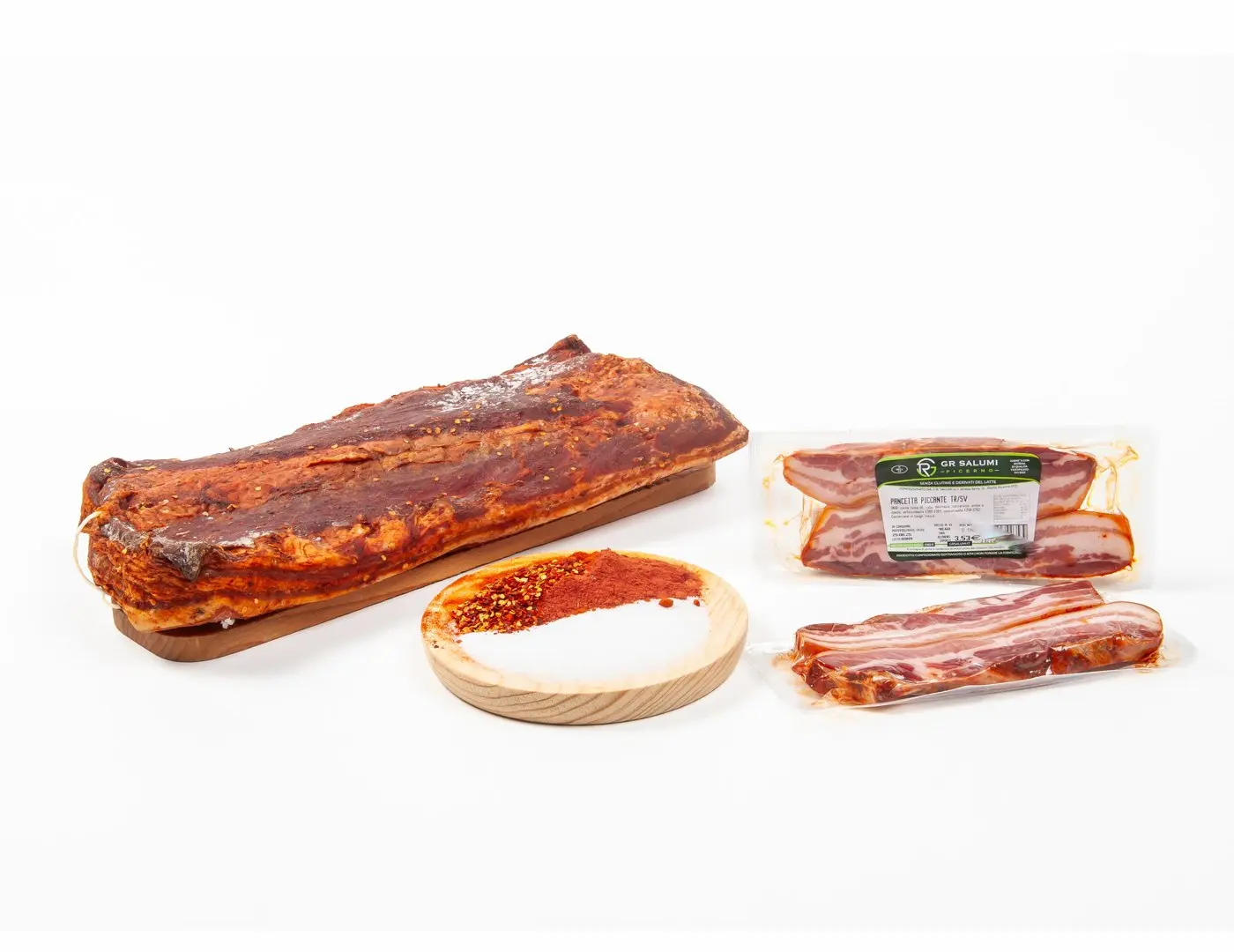 Pancetta tesa piccante tranci sottovuoto